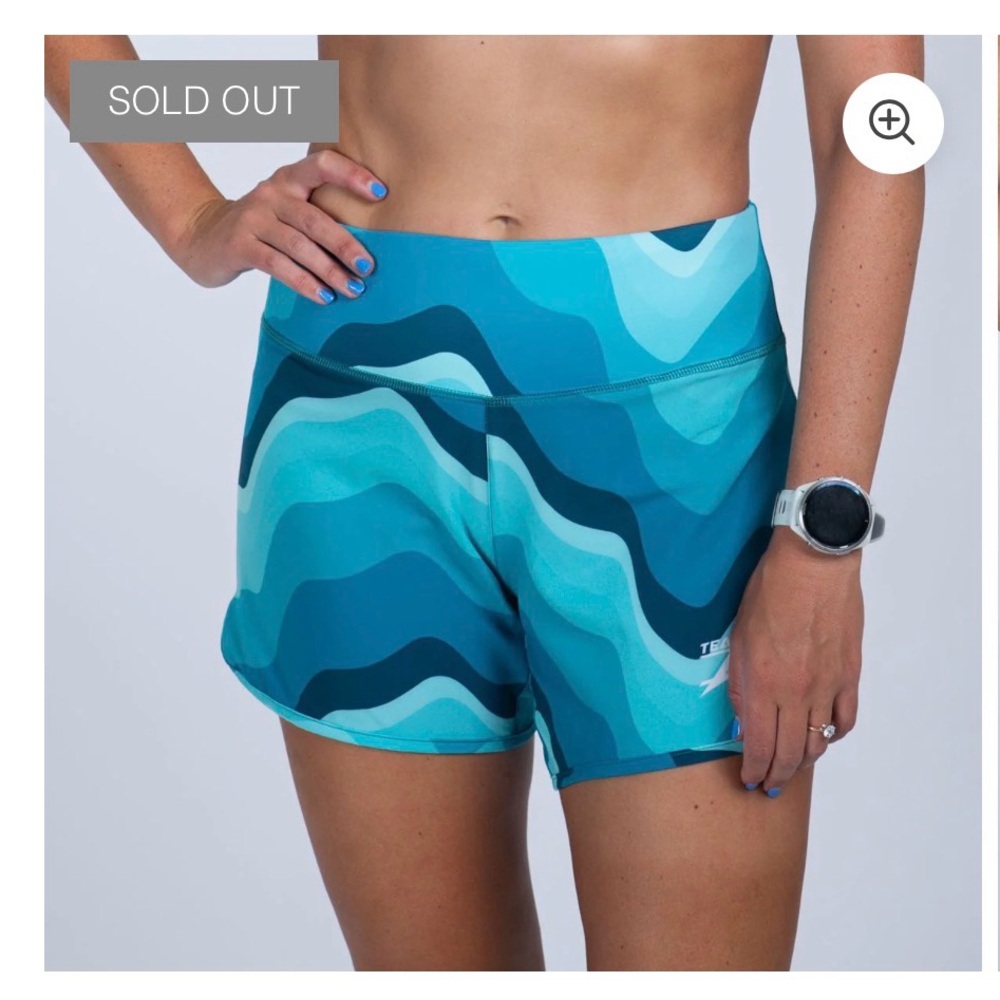 Zoot Women's Blue Teal Wave Print Running Shorts